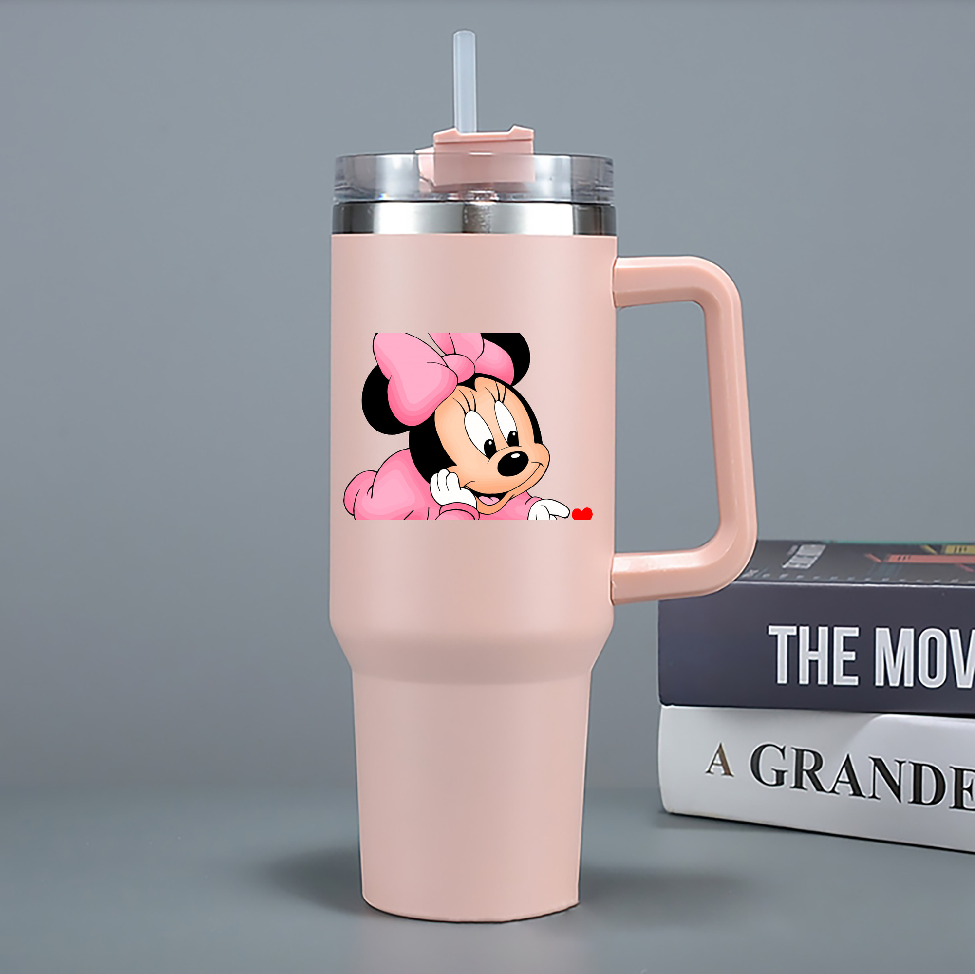 （画像用） ミッキーマウス Mickey Mouse 1200mL車用タンブラー - クリスタルステッカー（プラスチックストロー付き）
